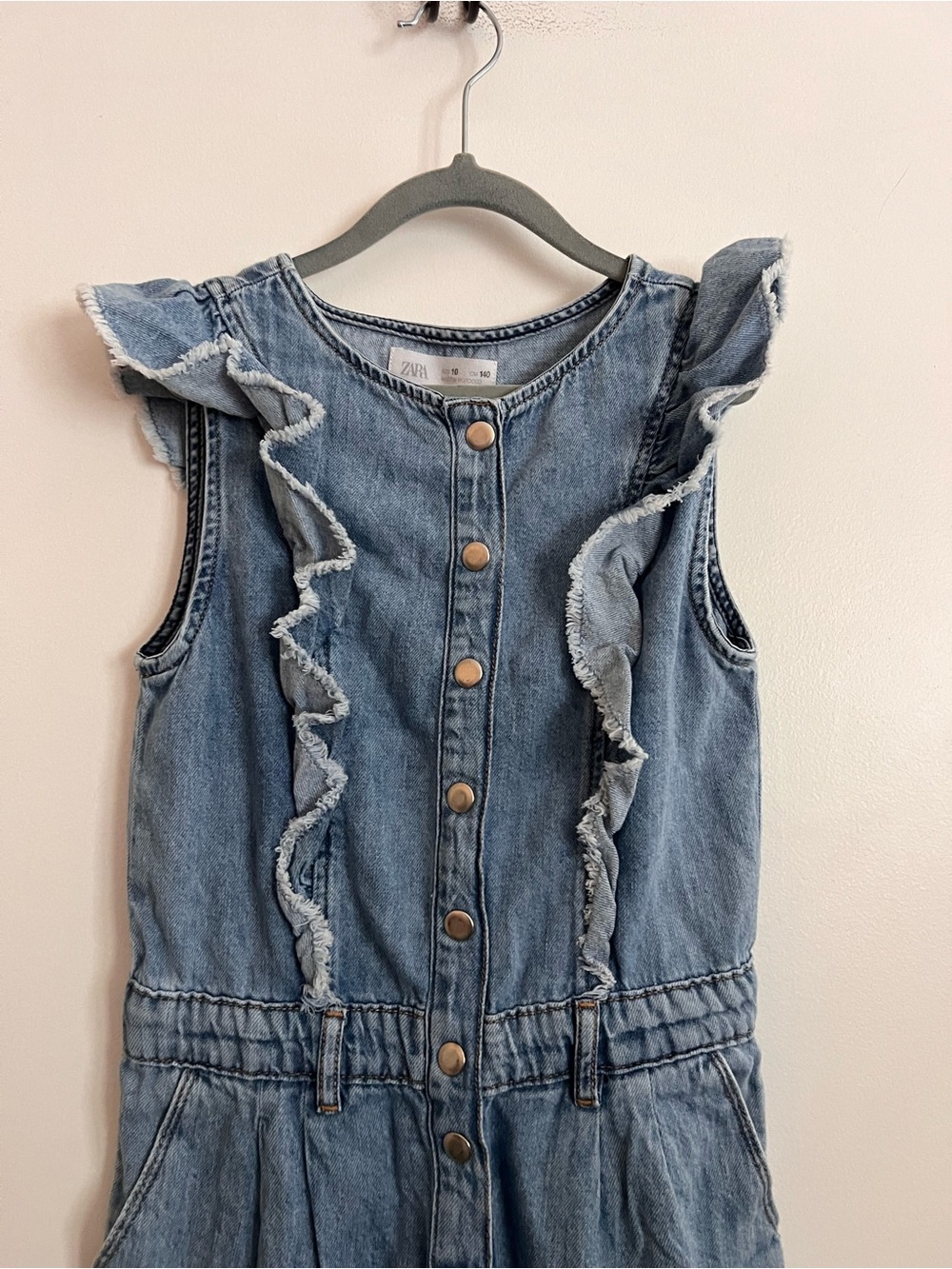 Zara Light Blue Denim Jumpsuit - Picture 3 of 8